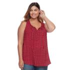 Plus Size Sonoma Goods For Life&trade; Front Tie Tank, Women's, Size: 3xl, Dark Red
