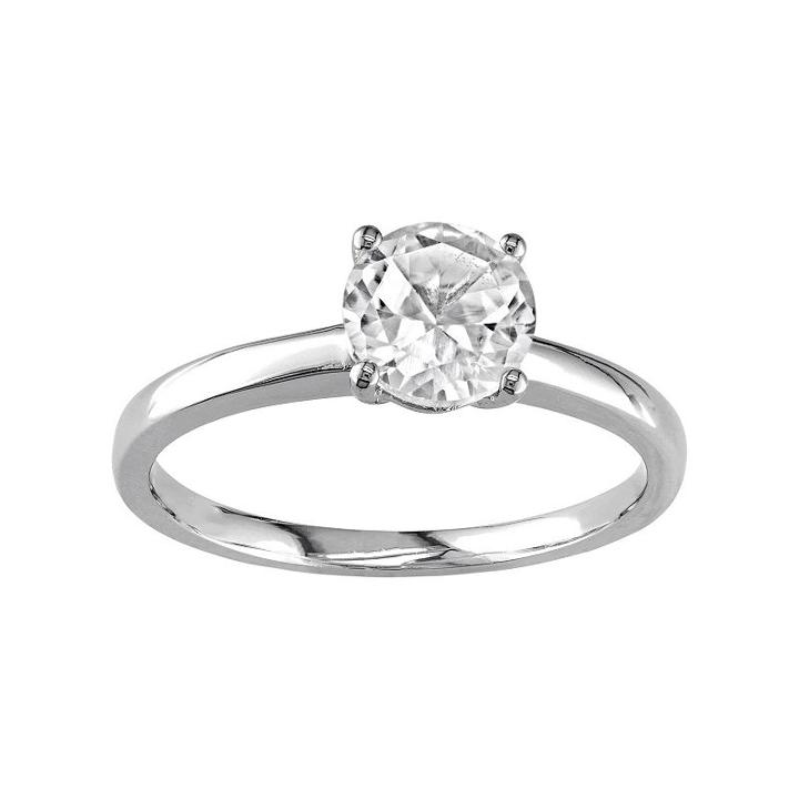 10k White Gold Lab-created White Sapphire Solitaire Engagement Ring, Women's, Size: 5