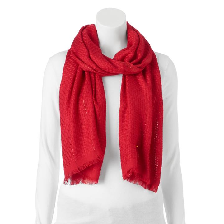Apt. 9&reg; Basket Weave Pashmina Oblong Scarf, Women's, Dark Red