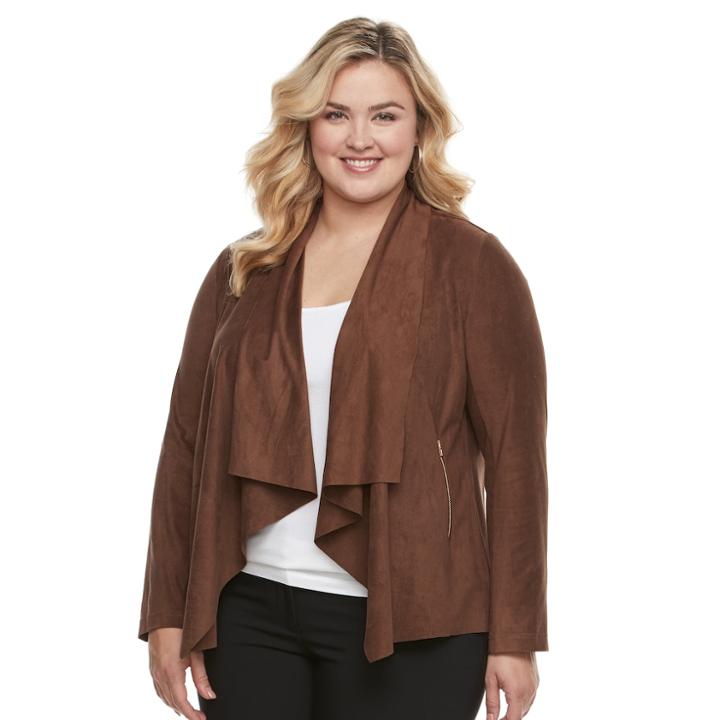 Plus Size Dana Buchman Faux-suede Jacket, Women's, Size: 3xl, Brown