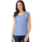 Women's Haggar Striped Drop-shoulder Top, Size: Xxl, Med Blue