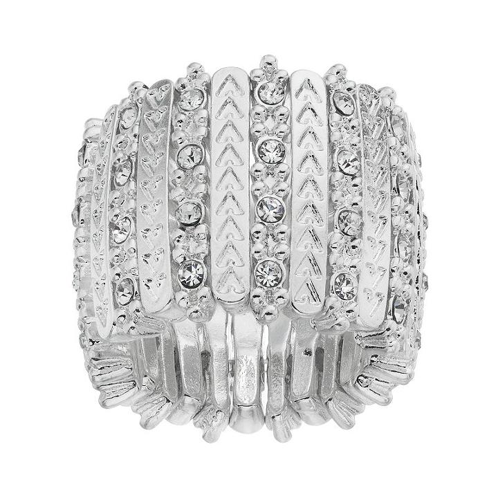 Jennifer Lopez Chevron Bar Stretch Ring, Women's, Size: 7, Silver
