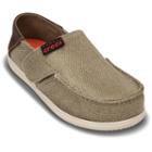 Crocs Santa Cruz Boys' Loafers, Boy's, Size: 10-11 T, Beig/green (beig/khaki)