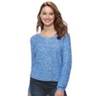 Juniors' So&reg; Textured V-neck Sweater, Teens, Size: Small, Med Blue