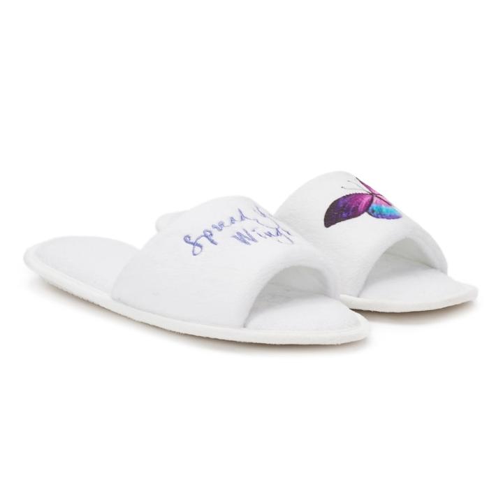 Women's Love This Life Embroidered Slide Slippers, Size: Medium, Natural