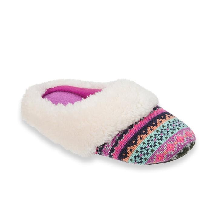 Dearfoams Patterned Sweater Knit Girls' Slippers, Size: 7-8t, Brt Purple