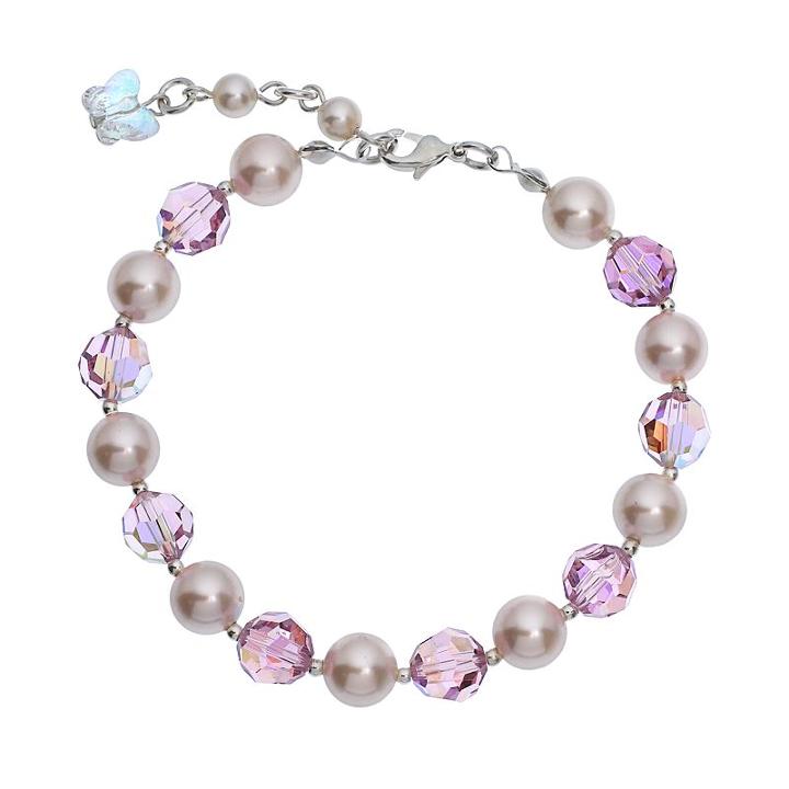 Crystal Avenue Silver-plated Simulated Pearl And Crystal Bracelet - Made With Swarovski Crystals, Women's, Purple