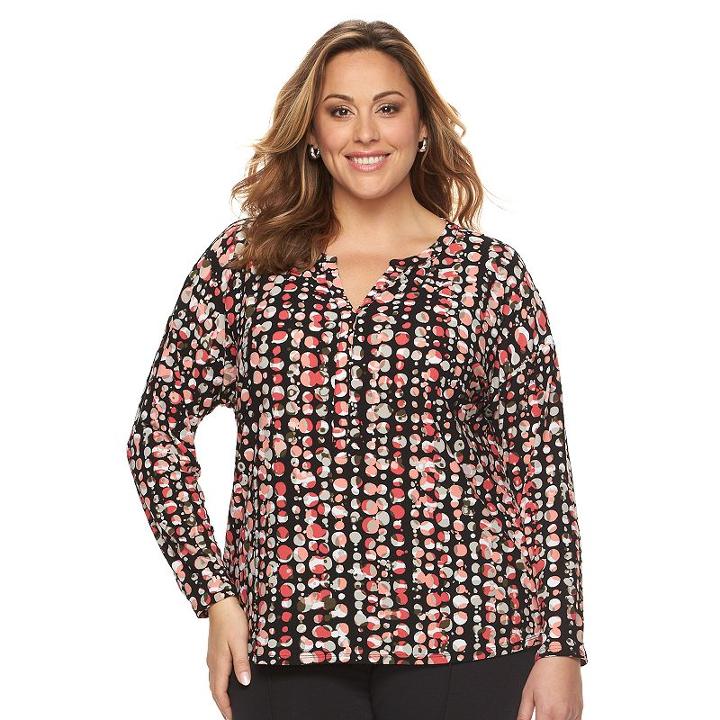 Plus Size Dana Buchman Splitneck Crepe Top, Women's, Size: 2xl, Med Pink