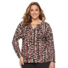 Plus Size Dana Buchman Splitneck Crepe Top, Women's, Size: 2xl, Med Pink