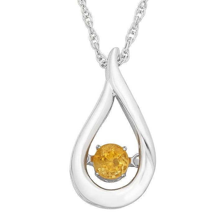 Sterling Silver Citrine Teardrop Pendant Necklace, Women's, Size: 18, Orange