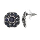 Blue Antiqued Quatrefoil Nickel Free Drop Earrings, Women's, Navy
