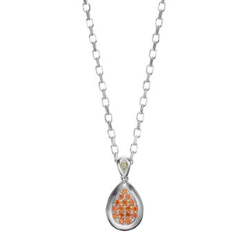 Lotopia Orange & Yellow Cubic Zirconia Sterling Silver Teardrop Pendant Necklace, Women's, Size: 18