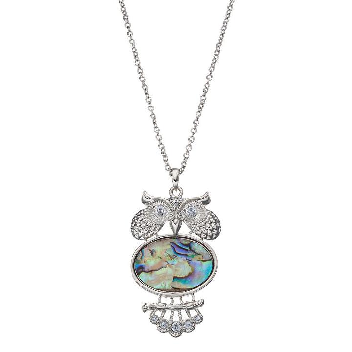 Mudd&reg; Long Simulated Abalone Owl Pendant Necklace, Teens, Multicolor