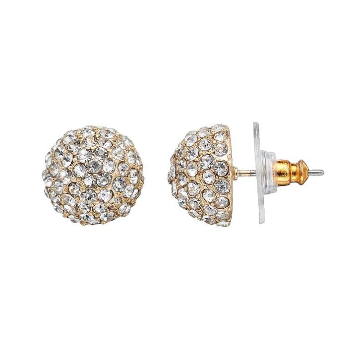 Simply Vera Vera Wang Nickel Free Pave Dome Stud Earrings, Women's, Gold