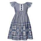 Girls 4-6x Bonnie Jean Chambray Embroidered Dress, Size: 6, Blue