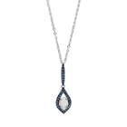 Sparkle Gem Sterling Silver Simulated White Opal & Blue Cubic Zirconia Linear Marquise Pendant Necklace, Women's, Size: 18