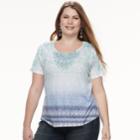 Plus Size World Unity Printed Top, Women's, Size: 1xl, Blue