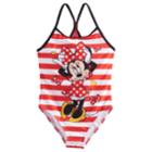 Disney's Minnie Mouse Girls 4-6x Striped One Piece Swimsuit, Size: 5-6, Red