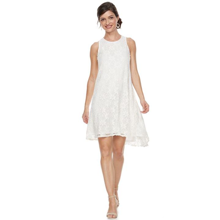 Women's Zac And Rachel Sleeveless Daisy Floral Lace Dress, Size: Xl, White Oth