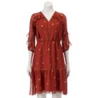 Women's Lc Lauren Conrad Ruffle Cold-shoulder Shift Dress, Size: Xs, Red