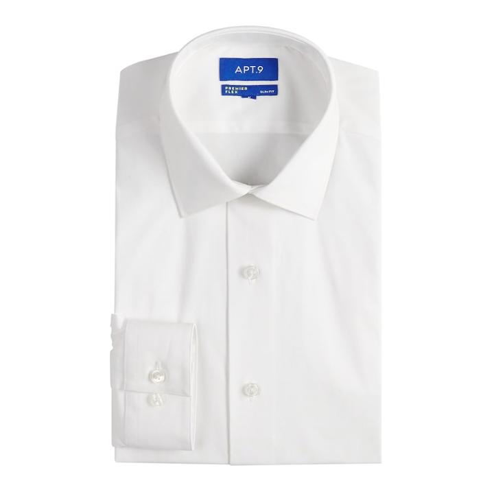 Men's Apt. 9&reg; Extra Slim-fit Stretch Cut-away Collar Dress Shirt, Size: 16.5-34/35, White