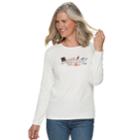 Women's Christmas Crewneck Graphic Tee, Size: Xl, White