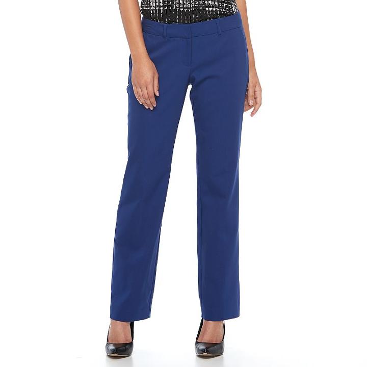 Women's Apt. 9&reg; Torie Straight-leg Dress Pants, Size: 16 Short, Dark Blue
