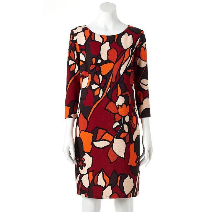 Women's Msk Abstract Floral Shift Dress, Size: Xl, Brt Red
