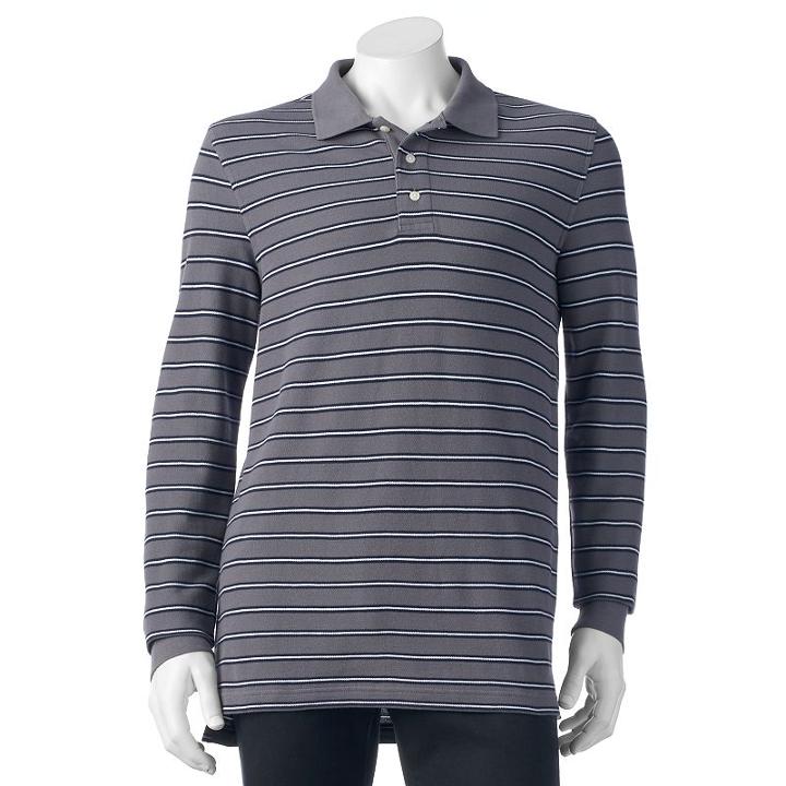 Men's Croft & Barrow&reg; Classic-fit Yarn-dyed Striped Polo, Size: Xl, Dark Grey