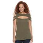 Plus Size Rock & Republic&reg; Strappy Cold-shoulder Top, Women's, Size: 2xl, Dark Green