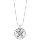 Marcasite Crystal Round Starfish Pendant Necklace, Women's, Black