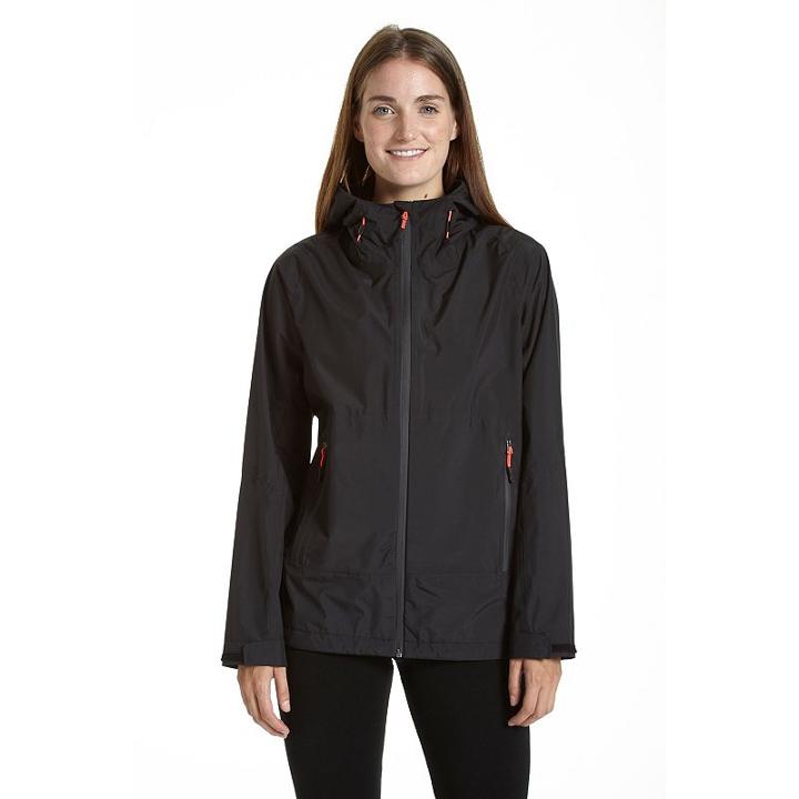 Women's Champion Hooded Waterproof Rain Jacket, Size: Large, Black