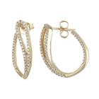 14k Gold 1/2 Carat T.w. Diamond Curved Teardrop U-hoop Earrings, Women's, White