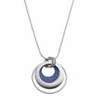 Long Blue Glittery Circle Pendant Necklace, Women's, Navy