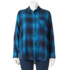 Juniors' Plus Size Mudd&reg; Plaid Tunic Shirt, Girl's, Size: 1xl, Black
