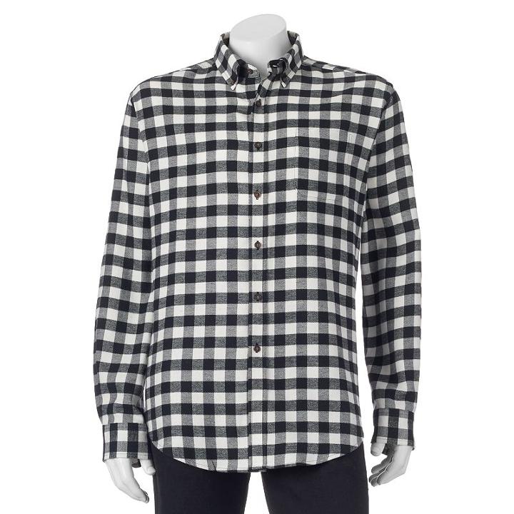 Big & Tall Croft & Barrow&reg; Classic-fit Plaid Flannel Button-down Shirt, Men's, Size: Xl Tall, White Oth