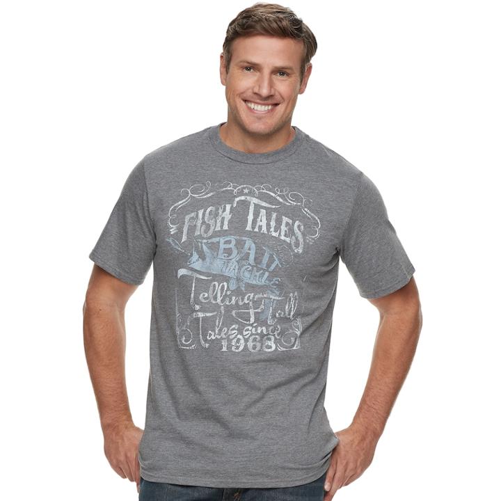 Big & Tall Cotton Links Fish Tales Bait And Tackle Graphic Tee, Men's, Size: 2xb, Med Grey
