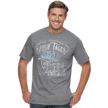 Big & Tall Cotton Links Fish Tales Bait And Tackle Graphic Tee, Men's, Size: 2xb, Med Grey