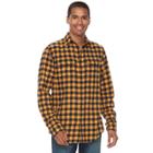 Big & Tall Sonoma Goods For Life&trade; Slim-fit Plaid Stretch Flannel Button-down Shirt, Men's, Size: M Tall, Gold