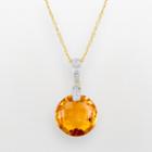 14k Gold Citrine And Diamond Accent Pendant, Women's, Size: 18, Orange
