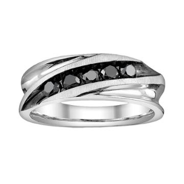 Platina 4 1/2-ct. T.w. Black Round-cut Diamond Wedding Band - Men, Size: 8