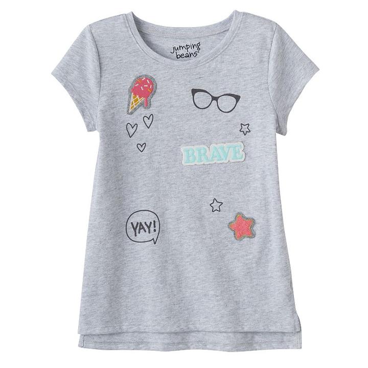 Girls 4-10 Jumping Beans&reg; Graphic Step Hem Tee, Girl's, Size: 7, Light Grey