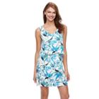 Women's Kate And Sam Printed Popover Dress, Size: Xl, Dark Blue