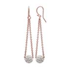 Brilliance Rose Gold Tone Silver Plated Ball Drop Earrings With Swarovski Crystals, Women's, White
