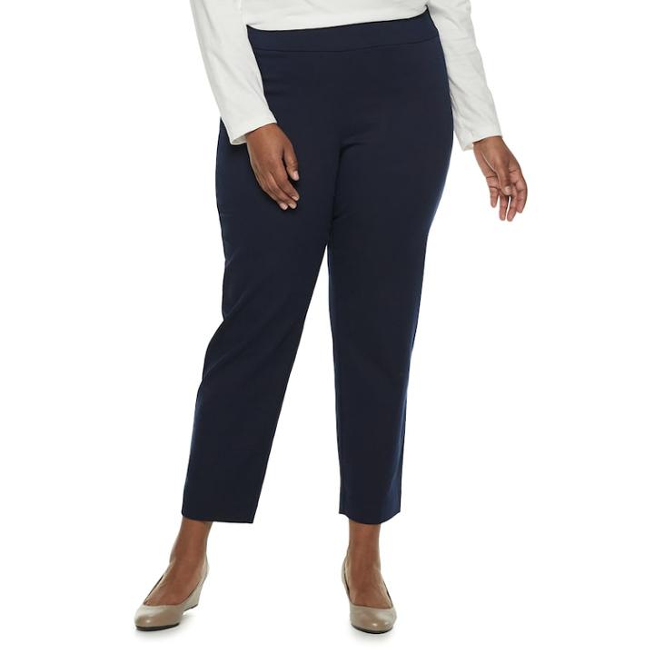 Plus Size Croft & Barrow&reg; Effortless Stretch Pull-on Pants, Women's, Size: 16 - Regular, Dark Blue