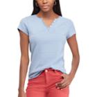 Women's Chaps Button-accent Tee, Size: Small, Blue