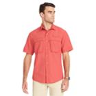 Men's Izod Saltwater Surfcaster Sportflex Classic-fit Solid Button-down Shirt, Size: Medium, Red