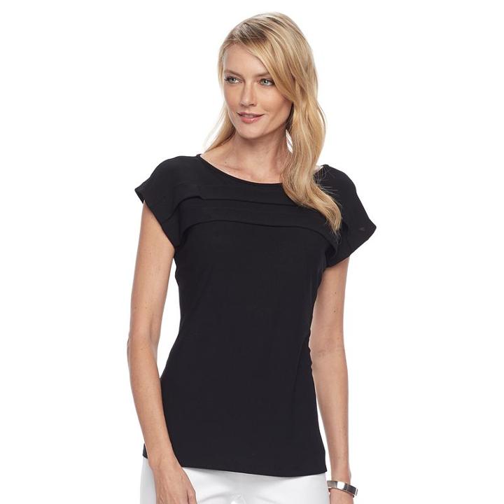 Women's Dana Buchman Pleated Top, Size: Xs, Black