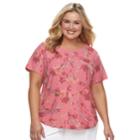 Plus Size Croft & Barrow&reg; Floral Top, Women's, Size: 3xl, Med Pink