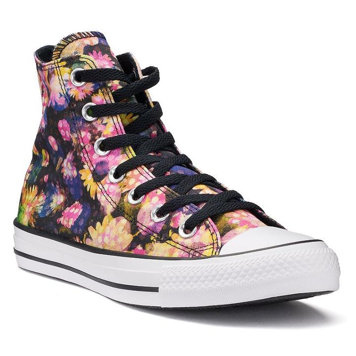 Women's Converse Chuck Taylor All Star Polka-dot Floral High Top Sneakers, Size: 10, Black